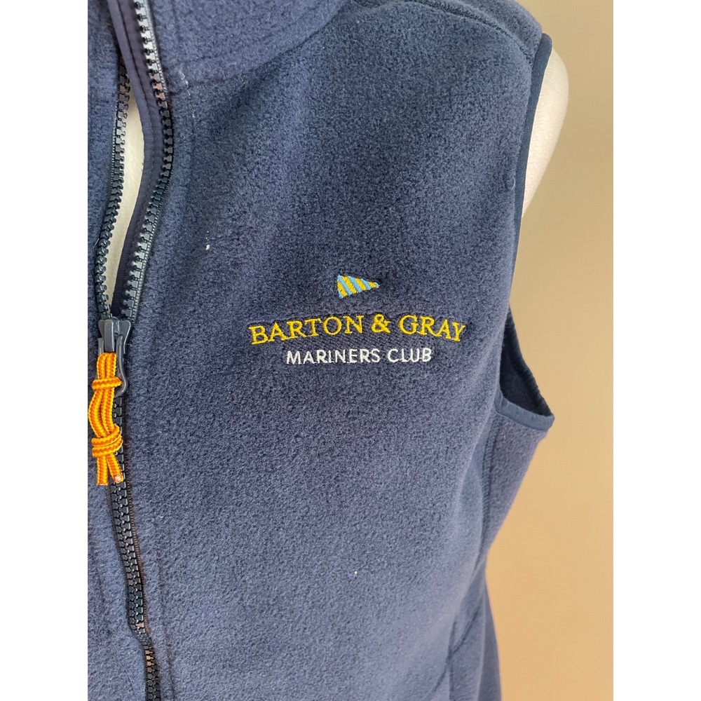 L.L. Bean Women M Fleece Vest Navy Blue Zip Mariners Club‎ Logo Boat Gorpcore * - Picture 3 of 14